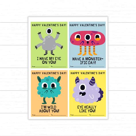 Monster Valentines Day Cards Printable Monster Valentines Monster