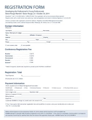 Fillable Online Awma YP Conference Reg Form AWMA Awma Fax Email