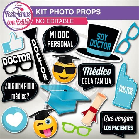 Photo Props Imprimible Graduaci N Medicina Doctor Festejemos Con Estilo