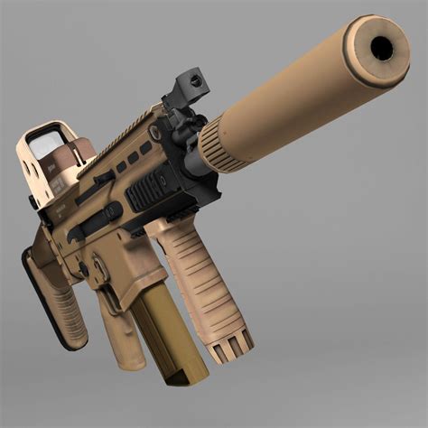 Assault Rifle Fn Scar H Low Poly D Model Fbx Obj Max Free D