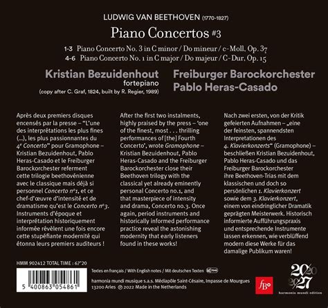 Beethoven Piano Concertos Nos 1 And 3 Ludwig Van Beethoven Freiburger Barockorchester