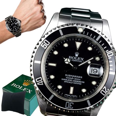 Novo Relógio Rolex Submariner Original Estilo Masculino em Preto Prata