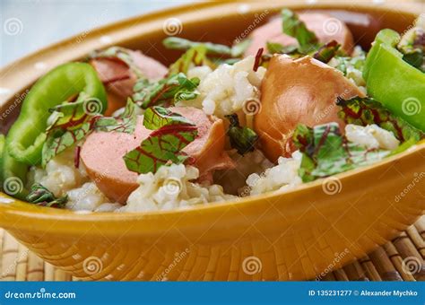 Smoked Sausage Cajun Dirty Brown Rice Stock Image Image Of Meal Rice