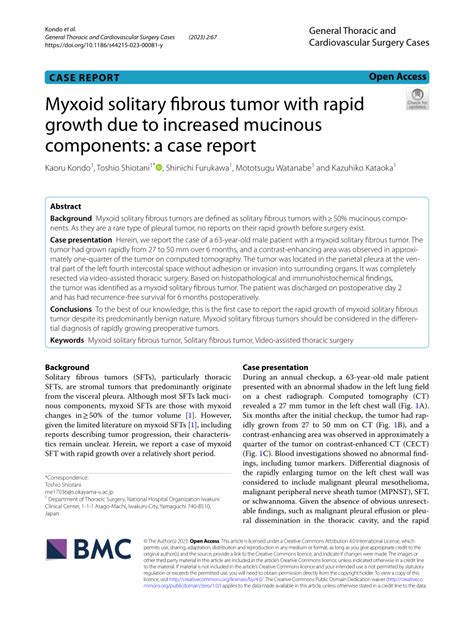 PDF Myxoid Solitary Fibrous Tumor With Rapid Growth Due To Increased