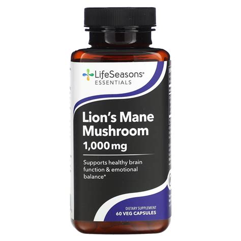 LifeSeasons Lion S Mane Mushroom 1 000 Mg 60 Veg Capsules 500 Mg