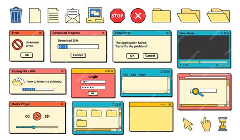 Premium Vector Nostalgic 90s Ui Retro Error Messages Old Computer