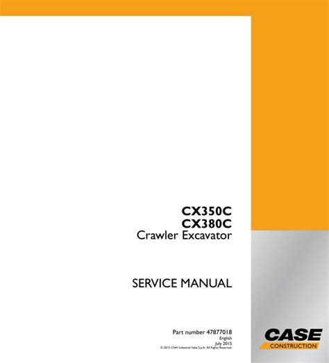 Service Manual Case CX350C CX380C Crawler Excavator