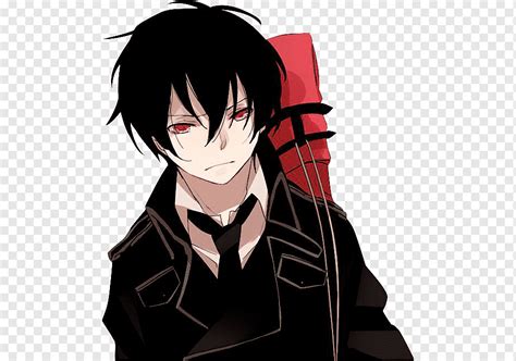 Black Hair Anime Boy With Red Eyes