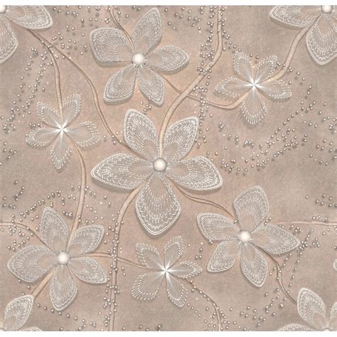 Papel De Parede Adesivo Lav Vel P Sala Flor De Seda Nude Shopee Brasil