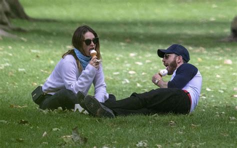 Lily James and Chris Evans Eating Ice Cream - London 07/08/2020 ...