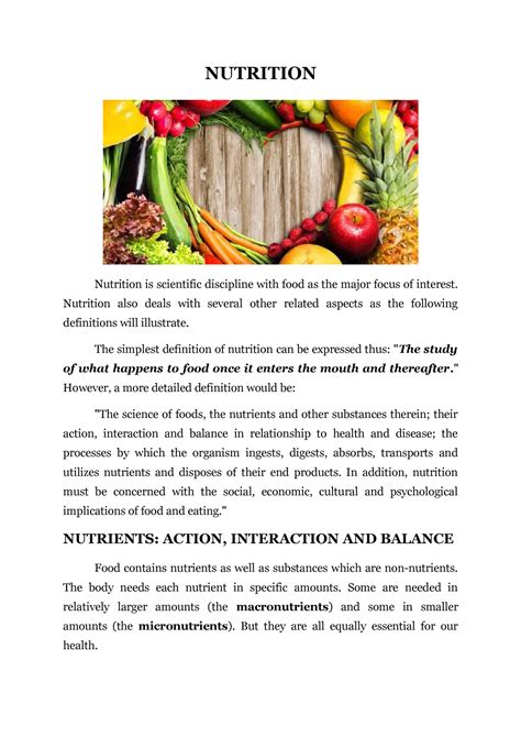 Meaning Of Nutrition Nutrition Nutrition Is Scientific Discipline