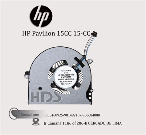 COOLER HP Pavilion 15 Cc HDS Soluciones Partes Repuestos Laptop PC