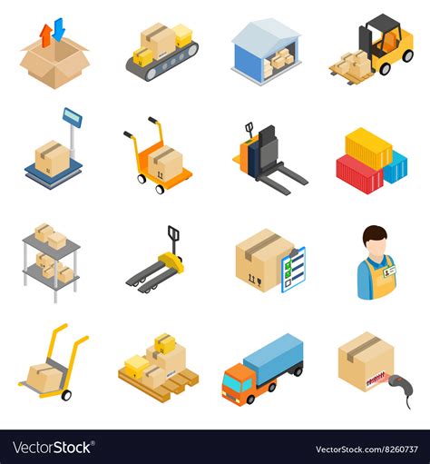 Warehouse Logistic Storage Icons Set Royalty Free Vector