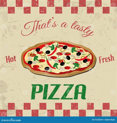 Pizza Vintage Logo Cartoon Vector | CartoonDealer.com #104623343