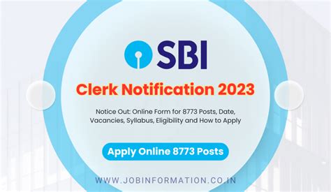 Sbi Clerk Notification 2023 Notice Out Online Form For 8773 Posts