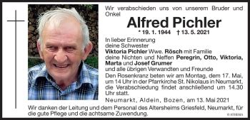 Traueranzeigen Von Alfred Pichler Trauer Bz