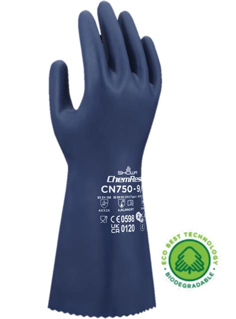 Showa® Cn750 Ebt Flock Lined Biodegradable Nitrile Chemical Gloves Mds Associates Usa