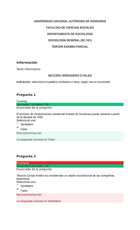 Examen 3 de sociología UNAH tercer periodo 2022 UNIVERSIDAD