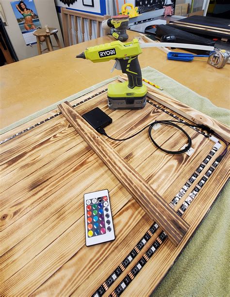 Gran Bandera Delgada De La L Nea Azul Con Leds Pine Etsy