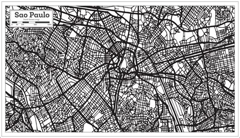 Sao Paulo Brazil City Map In Black And White Color Vector Art