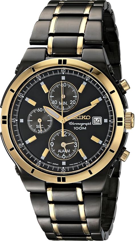 Seiko Mens Snaa30 Alarm Chronograph Black Ion Watch Seiko Amazonca Clothing Shoes