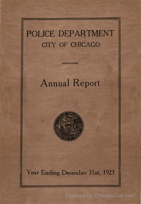 Chicago Police Department Annual Report - 1923 - Chicago Cop.com