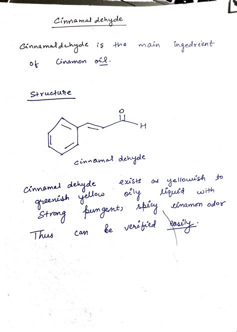 Solved Draw The Structure Of The Major Component Of The Cinnamon Oil