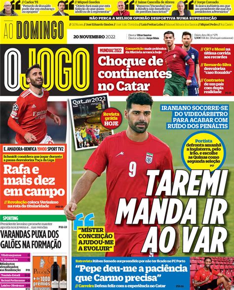 Capa Jornal O Jogo Novembro Capasjornais Pt