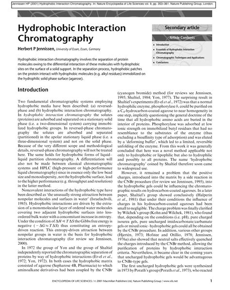 PDF Hydrophobic Interaction Chromatography