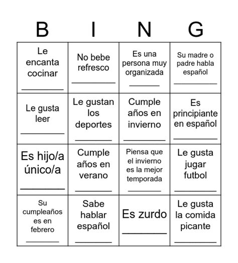 Bingo Para Conocerse Bingo Card