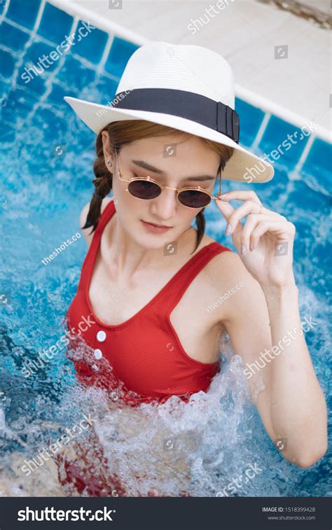 Sexy Girl On Red Bikini Wearing Stock Photo Shutterstock