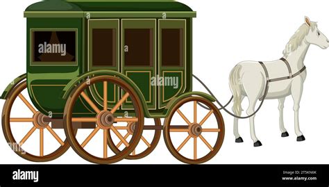 A charming vintage horse carriage in a vector cartoon style Stock ...