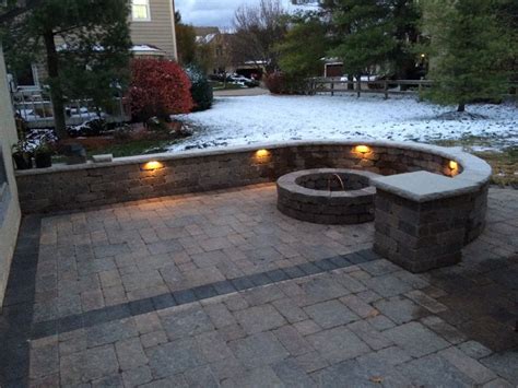 Unilock Patio With LED Lighting And Gas Fire Pit In Columbus Ohio