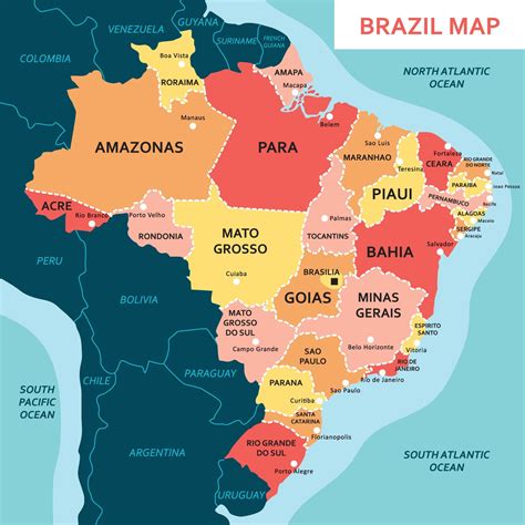 Map of Brazil 20531521 Vector Art at Vecteezy