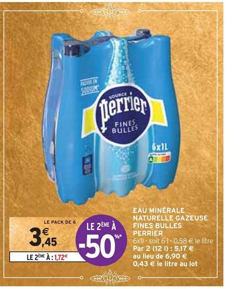 Promo Perrier eau minérale naturelle gazeuse fines bulles chez Intermarché