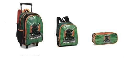 Kit Mochila Rodas Infantil Dinosaurs Lancheira Estojo In2374 MercadoLibre