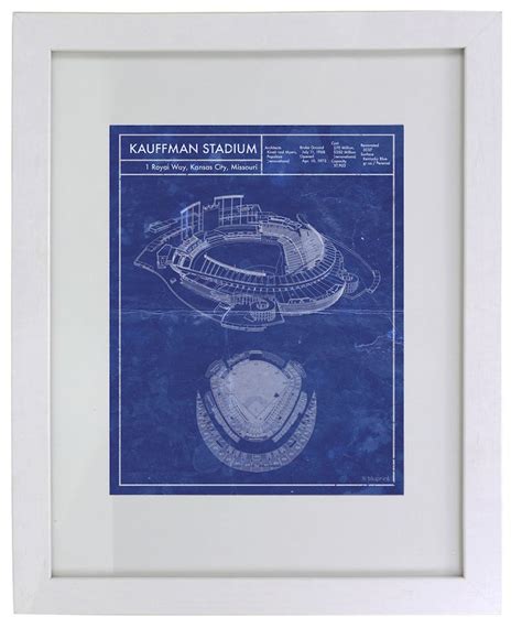 Kansas City Kauffman Stadium Vintage Blueprint Art Sizes 5x7 Etsy