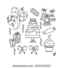 Happy Birthday Party Hand Drawn Doodle Stock Vector Royalty Free