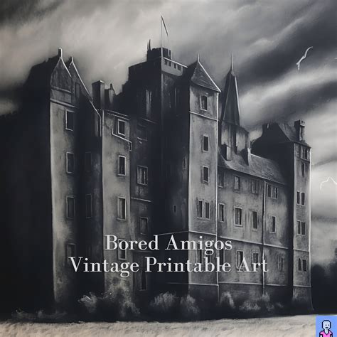 Gothic Castle Painting Dark Academia PRINTABLE Wall Art Moody Rustic Castle Print Vintage Gothic ...