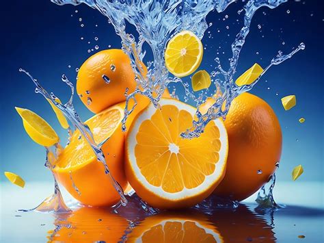 Premium Ai Image Orange Juice Splashing Generative Ai