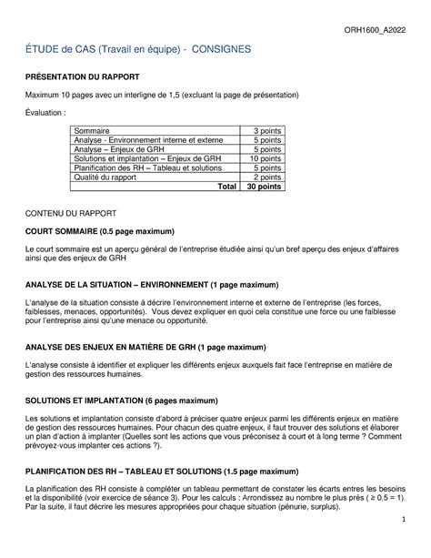 Etude Cas Orh A Orh A Tude De Cas Travail En Quipe
