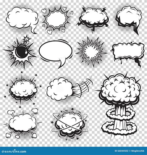 Set Of Comics Speech And Explosion Bubbles Stock Vector Illustration