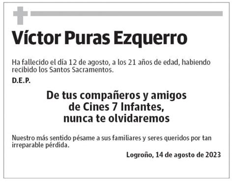 Víctor Puras Ezquerro Esquela Necrológica La Rioja