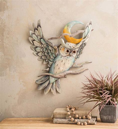 Metal And Capiz Owl And Moon Wall Art Wind And Weather