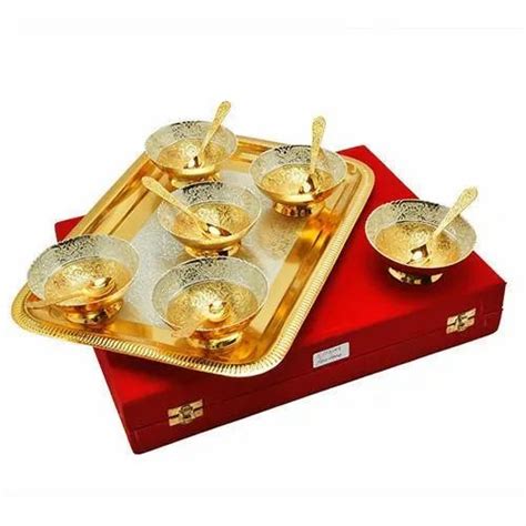 13 Pieces Brass Silver Gold Plated Bowl Set Size 4 At Rs 1650