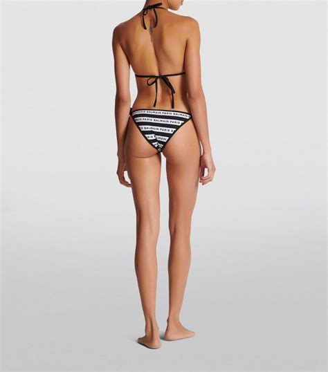 Womens Balmain White Striped Logo Bikini Harrods Uk