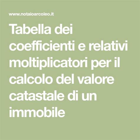 Tabella Dei Coefficienti E Relativi Moltiplicatori Per Il Calcolo Del