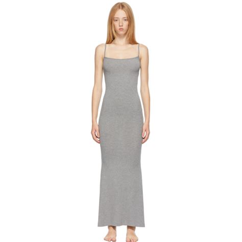 Skims Grey Soft Lounge Slip Dress In Gray Modesens