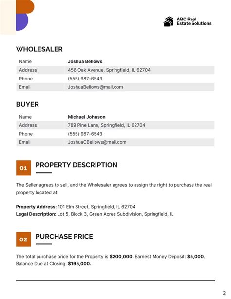 Wholesale Real Estate Contract Template Venngage