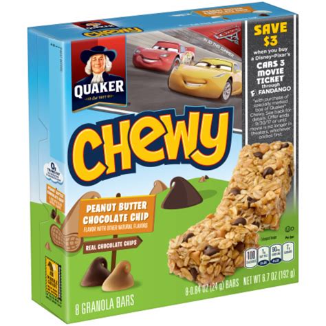 Quaker Chewy Peanut Butter Chocolate Chip Granola Bars 8 Ct 0 84 Oz